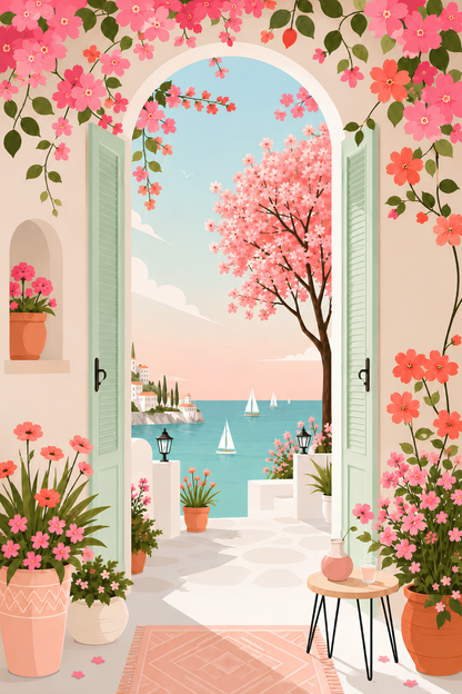 Open Door to the Sea- Diamond Art Kit (40x60cm, Round Drill)