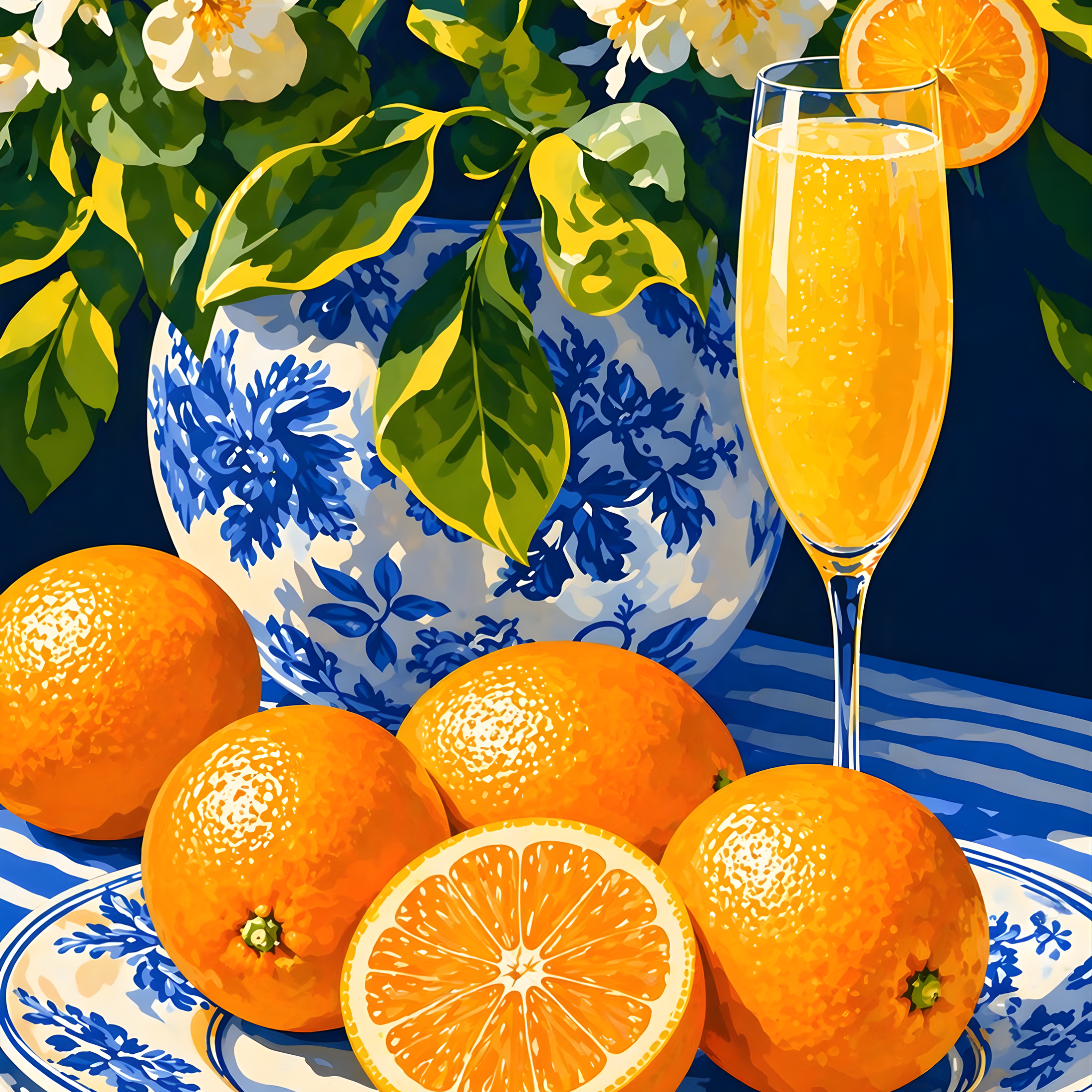 Orange Blossom Brunch- Diamond Art Kit (40x50cm, Round Drill)