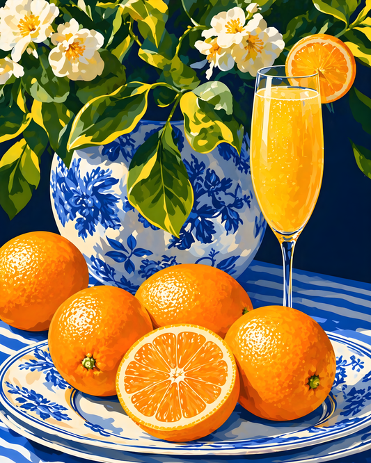 Orange Blossom Brunch- Diamond Art Kit (40x50cm, Round Drill)