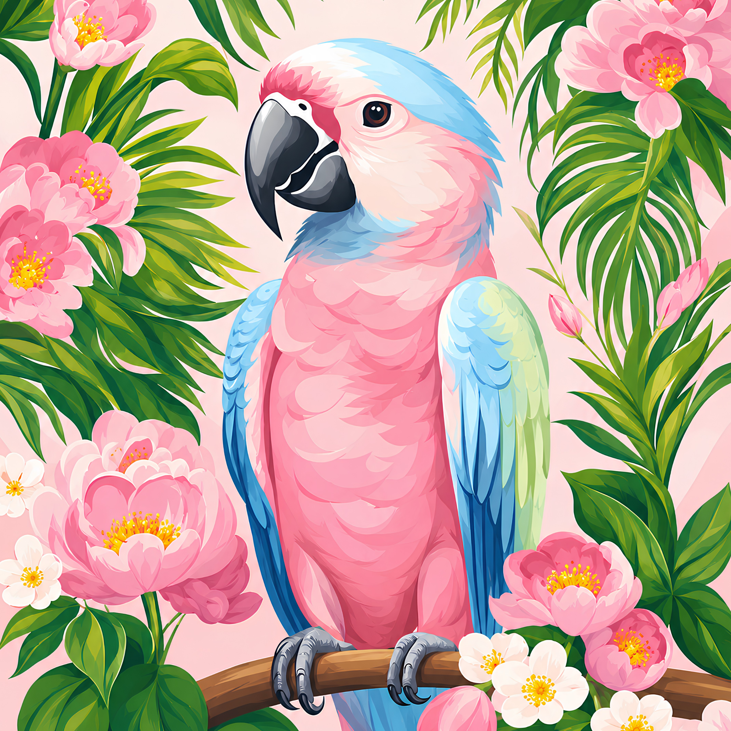 Palm Paradise Parrot- Diamond Art Kit (40x50cm, Square Drill)