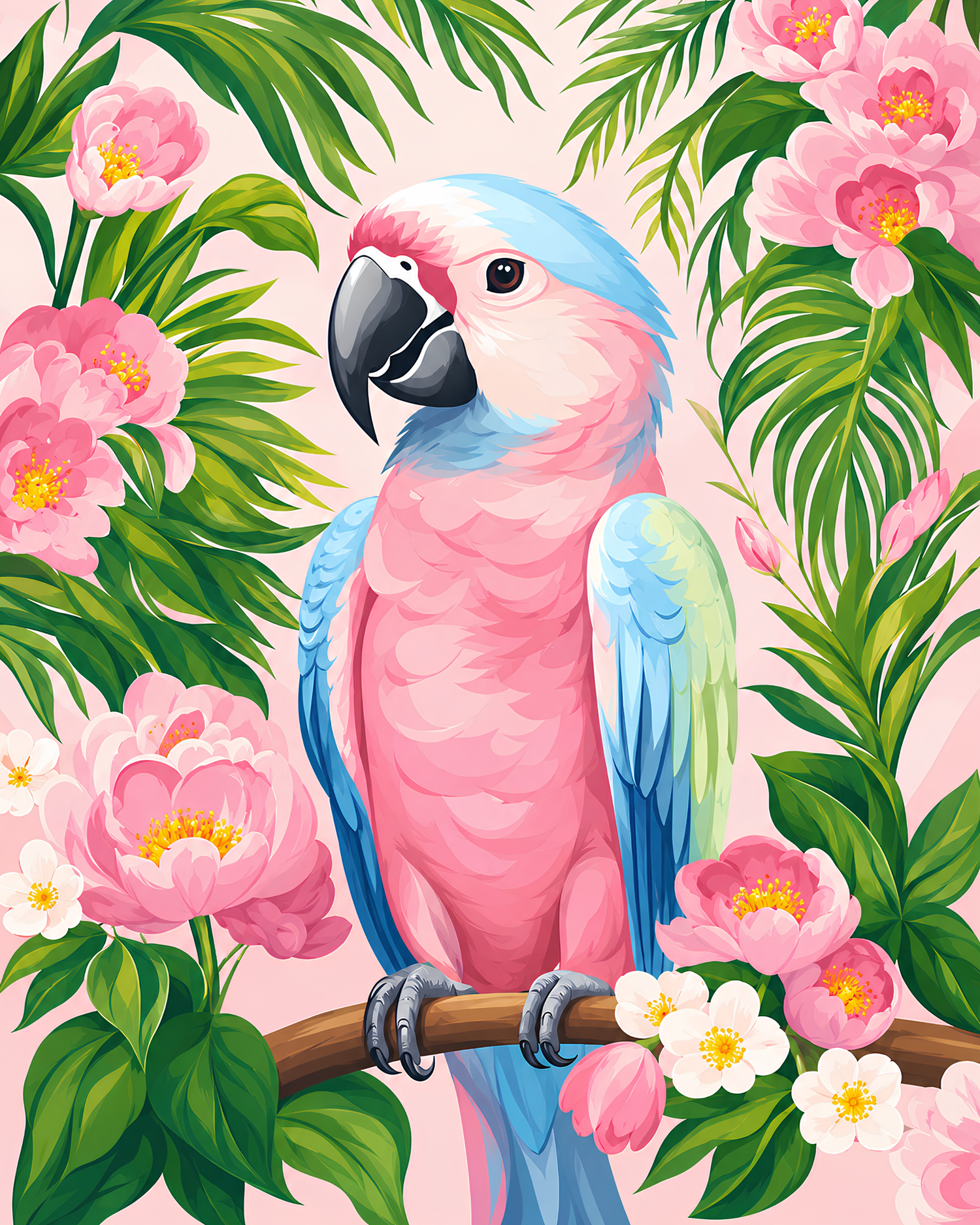 Palm Paradise Parrot- Diamond Art Kit (40x50cm, Square Drill)