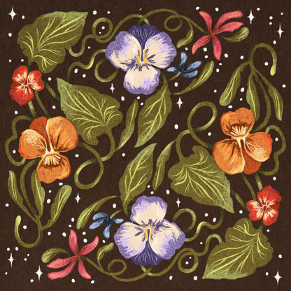 Pansies by Amirah Sheikh- Diamond Art Kit (40x40cm, Round Drill)