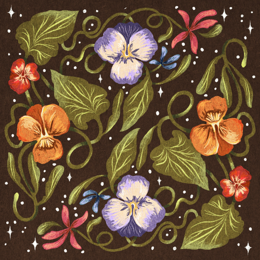 Pansies by Amirah Sheikh- Diamond Art Kit (40x40cm, Round Drill)