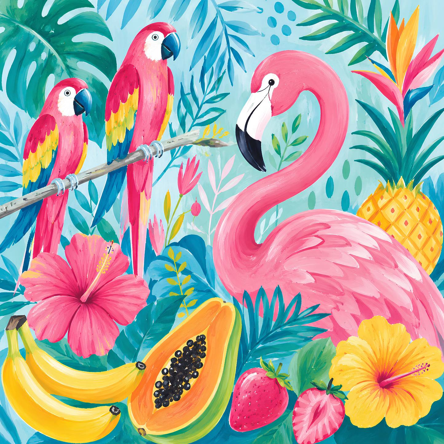 Papaya Palms- Diamond Art Kit (50x50cm, Square Drill)