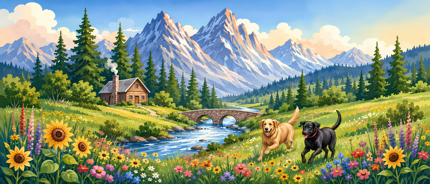Paws Across the Peaks Extra Wide- Diamond Art Kit (140x60cm, Square Drill)