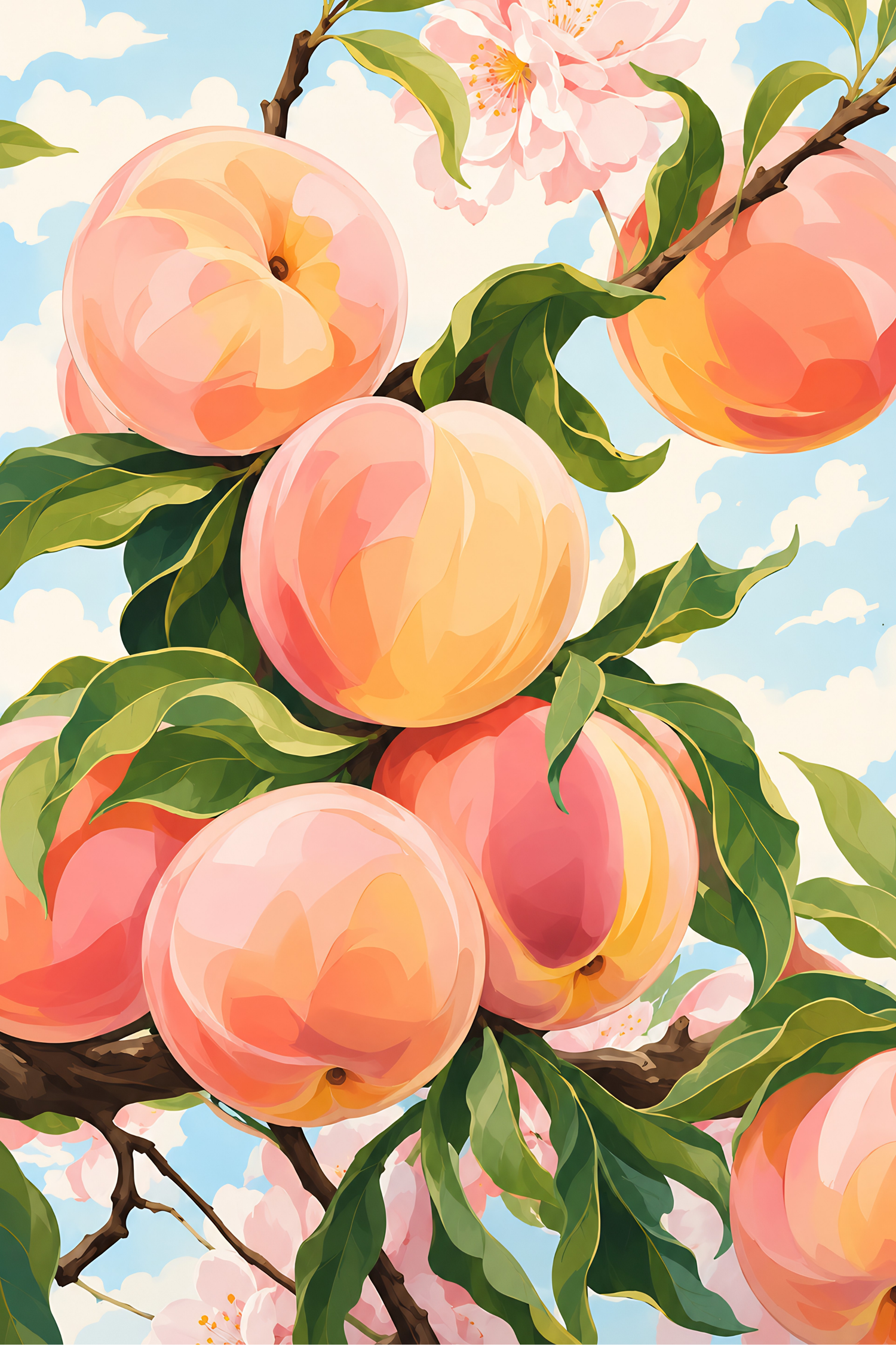 Peach Blossoms- Diamond Art Kit (40x60cm, Round Drill)