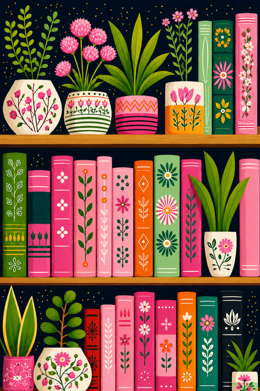 Petals & Paperbacks- Diamond Art Kit (40x60cm, Square Drill)