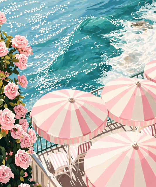 Pink Parasol Paradise- Diamond Art Kit (50x60cm, Square Drill)