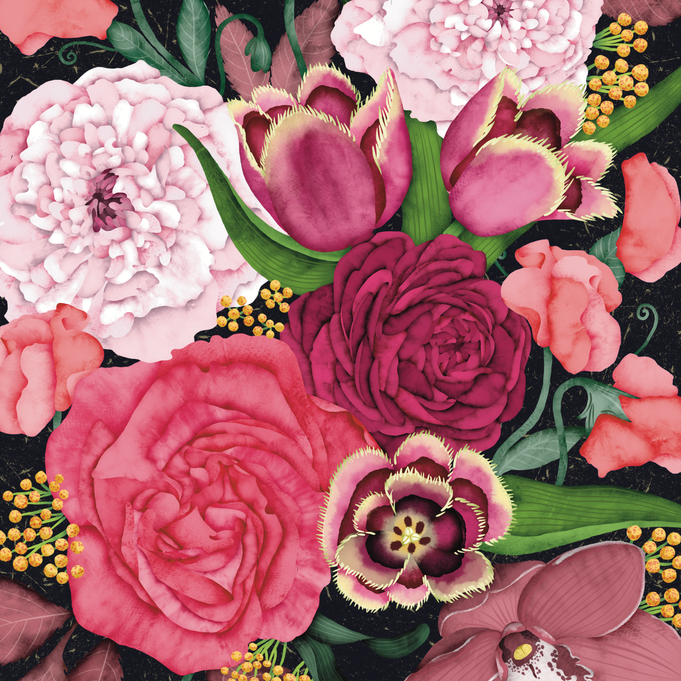 Pink Profusion by Wickie Rowland- Diamond Art Kit (40x50cm, Round Drill)