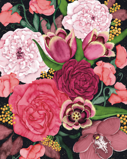 Pink Profusion by Wickie Rowland- Diamond Art Kit (40x50cm, Round Drill)