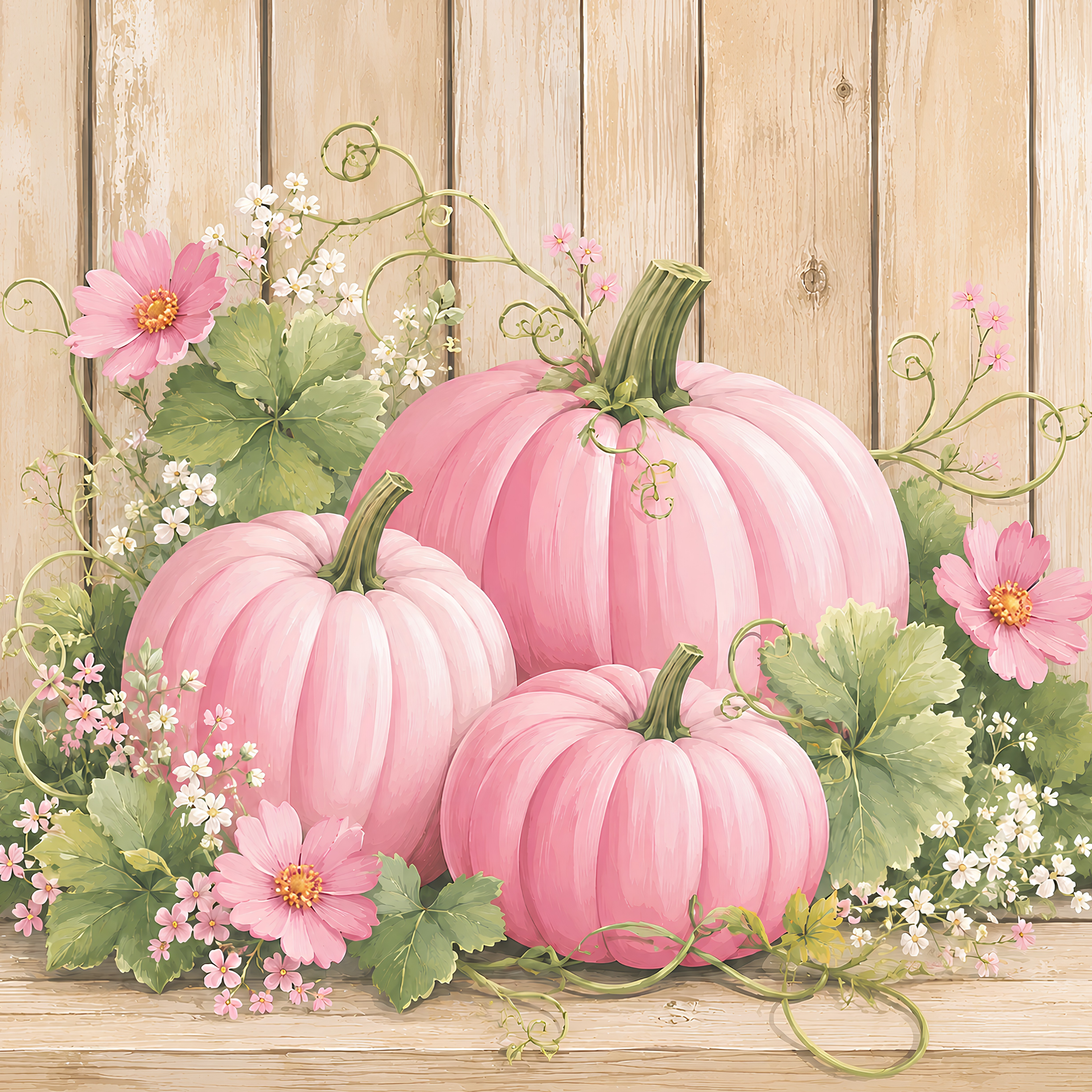Pink Pumpkin Patch- Diamond Art Kit (50x50cm)