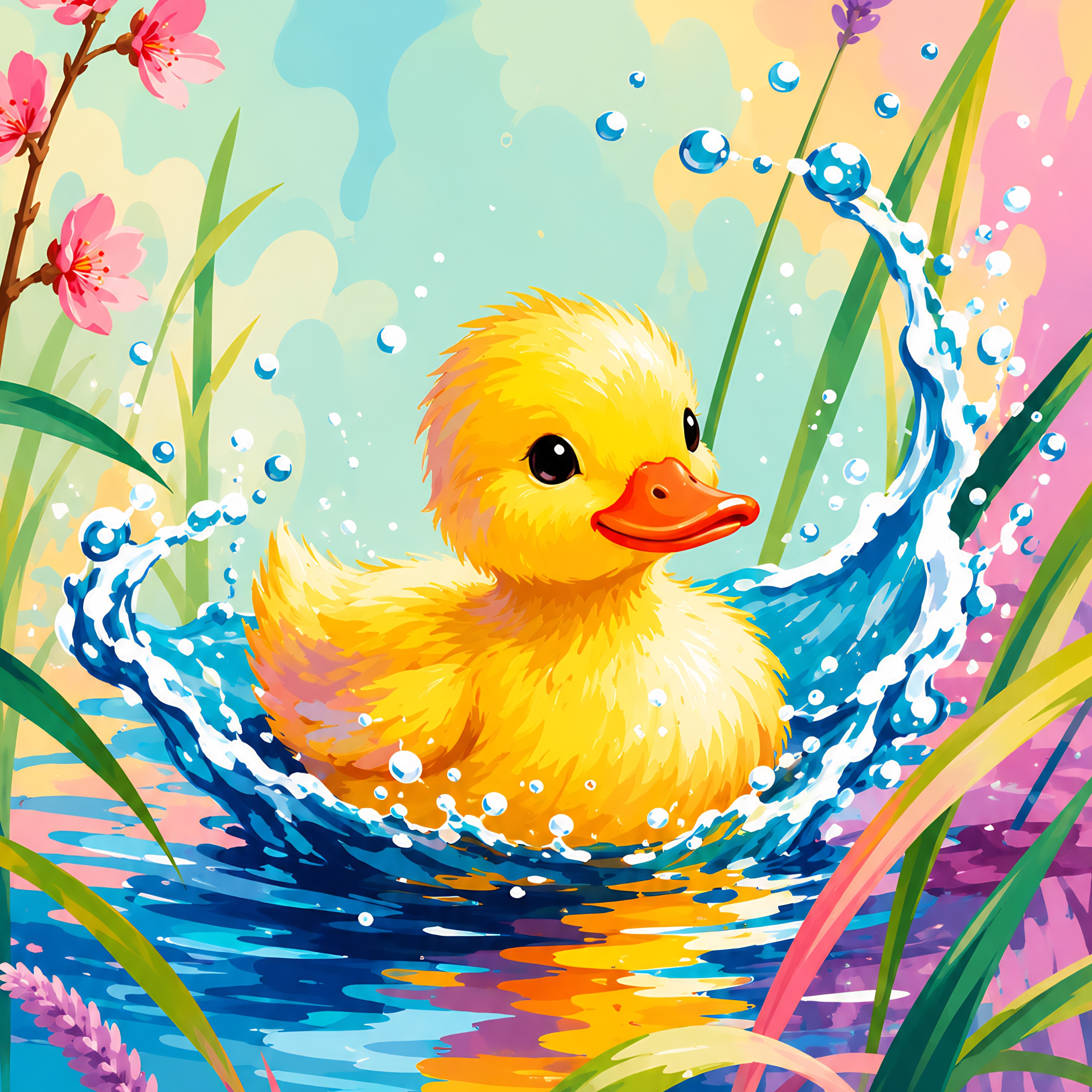 Pondside Duckling - Diamond Art Kit (40x50cm, Square Drill)