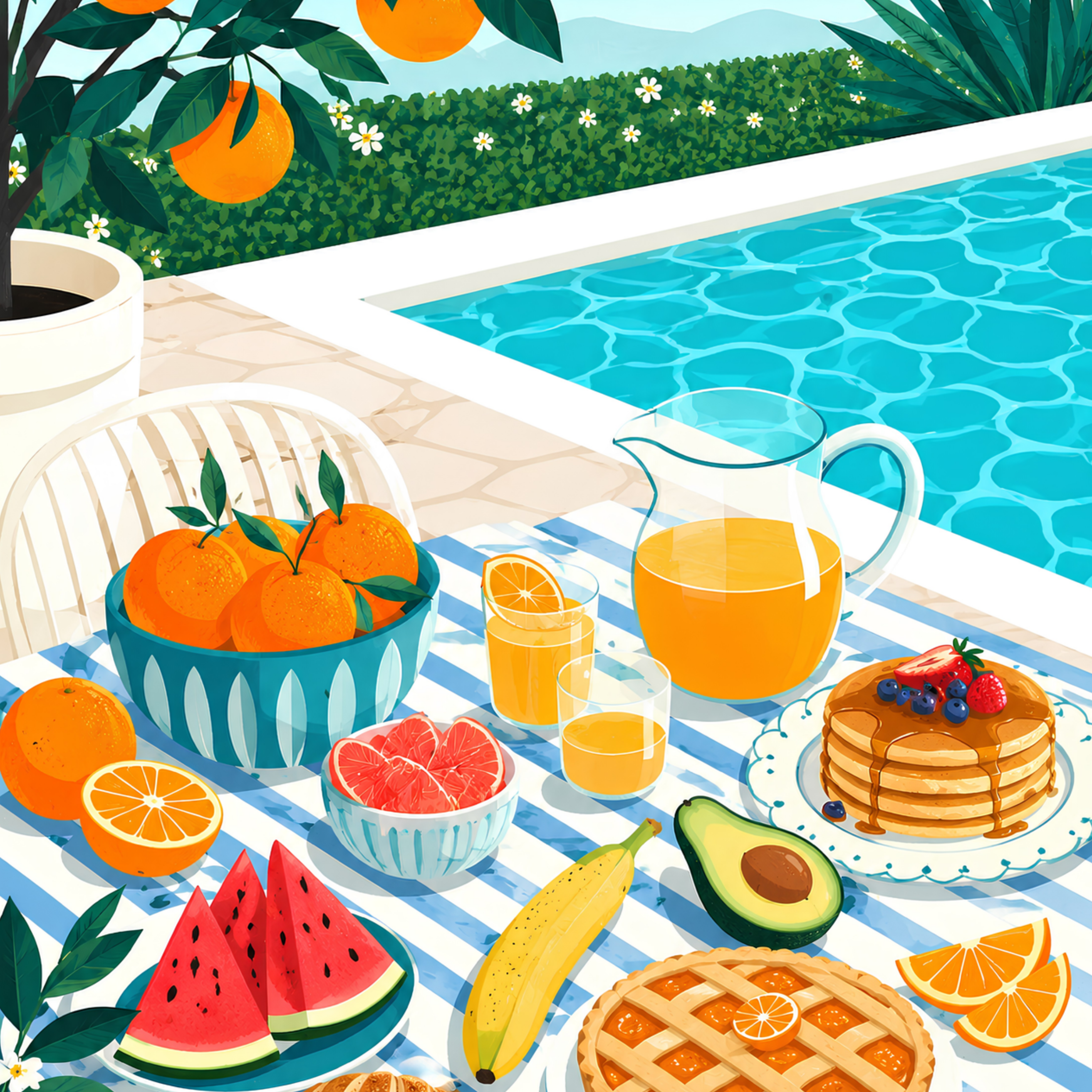 Poolside Citrus Brunch– Diamond Art Kit (50x60cm, Square Drill)