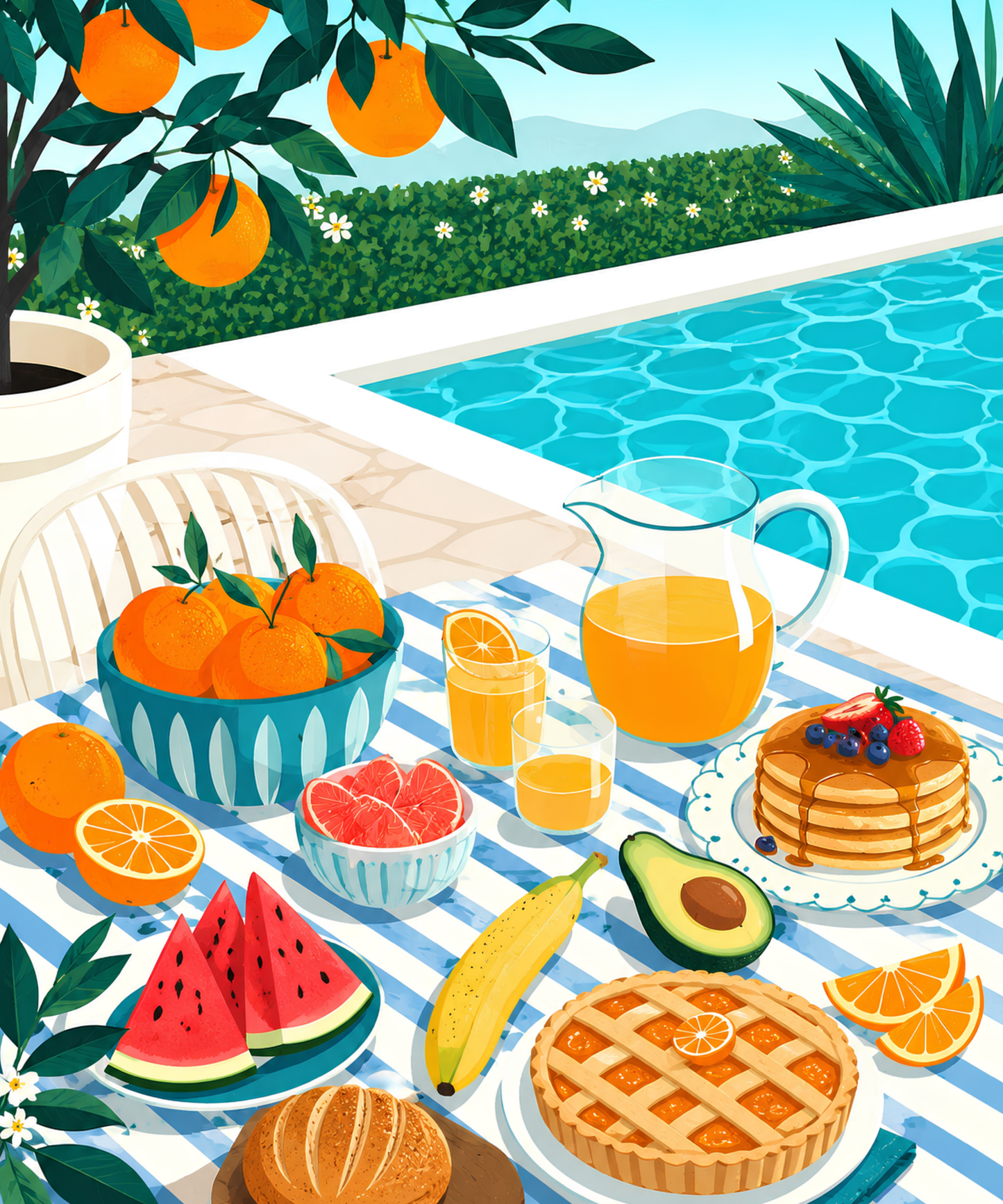 Poolside Citrus Brunch– Diamond Art Kit (50x60cm, Square Drill)
