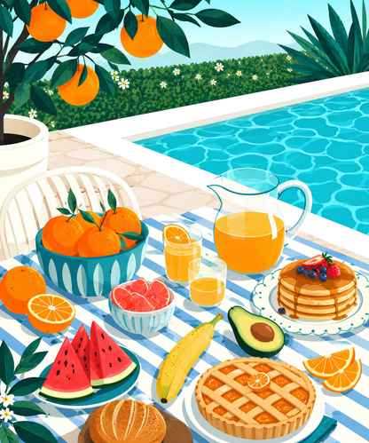 Poolside Citrus Brunch– Diamond Art Kit (50x60cm, Square Drill)
