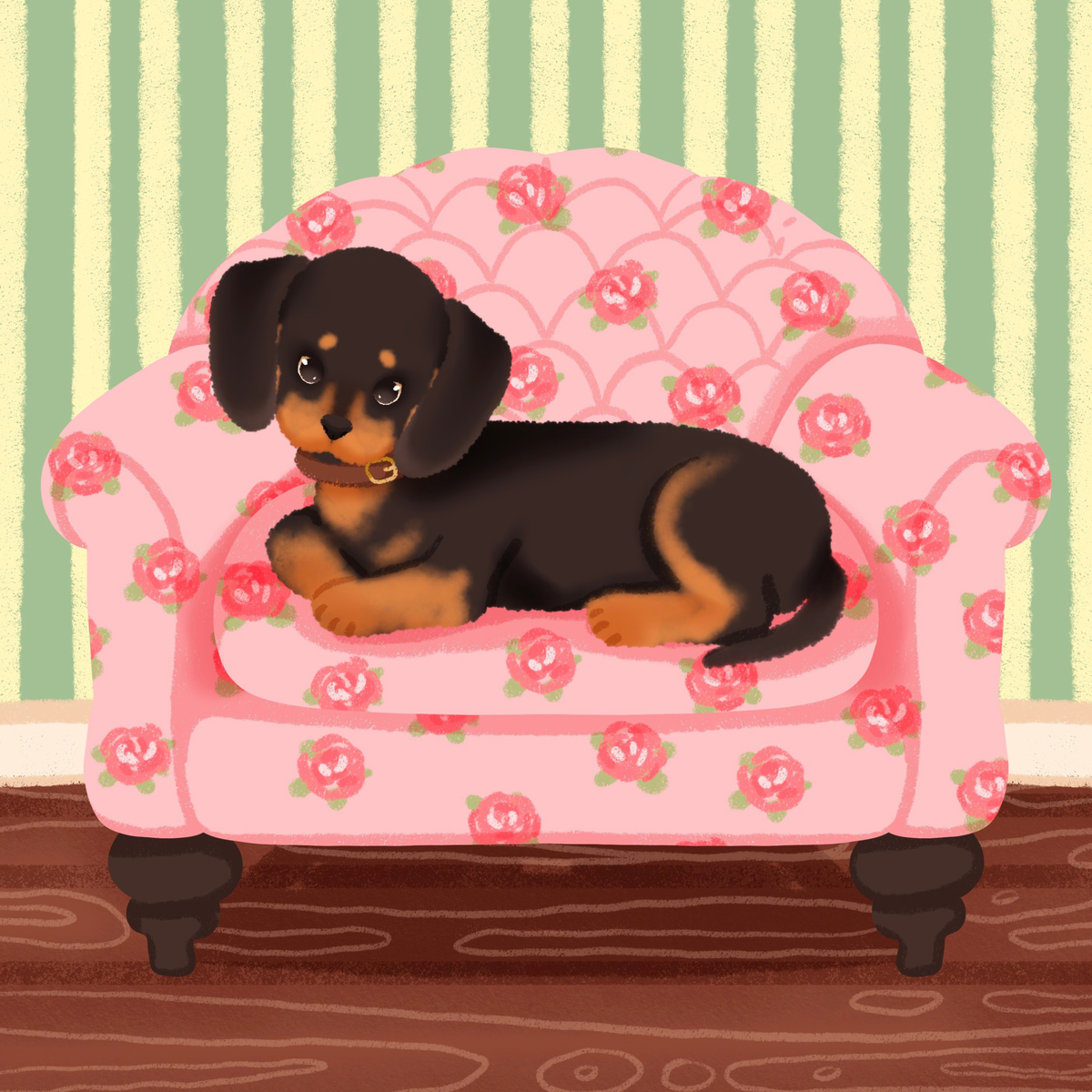 Pretty Pup Parlor by CraaftyQueen – Diamond Art Kit (30x30cm Round Drill) Hand Rendered