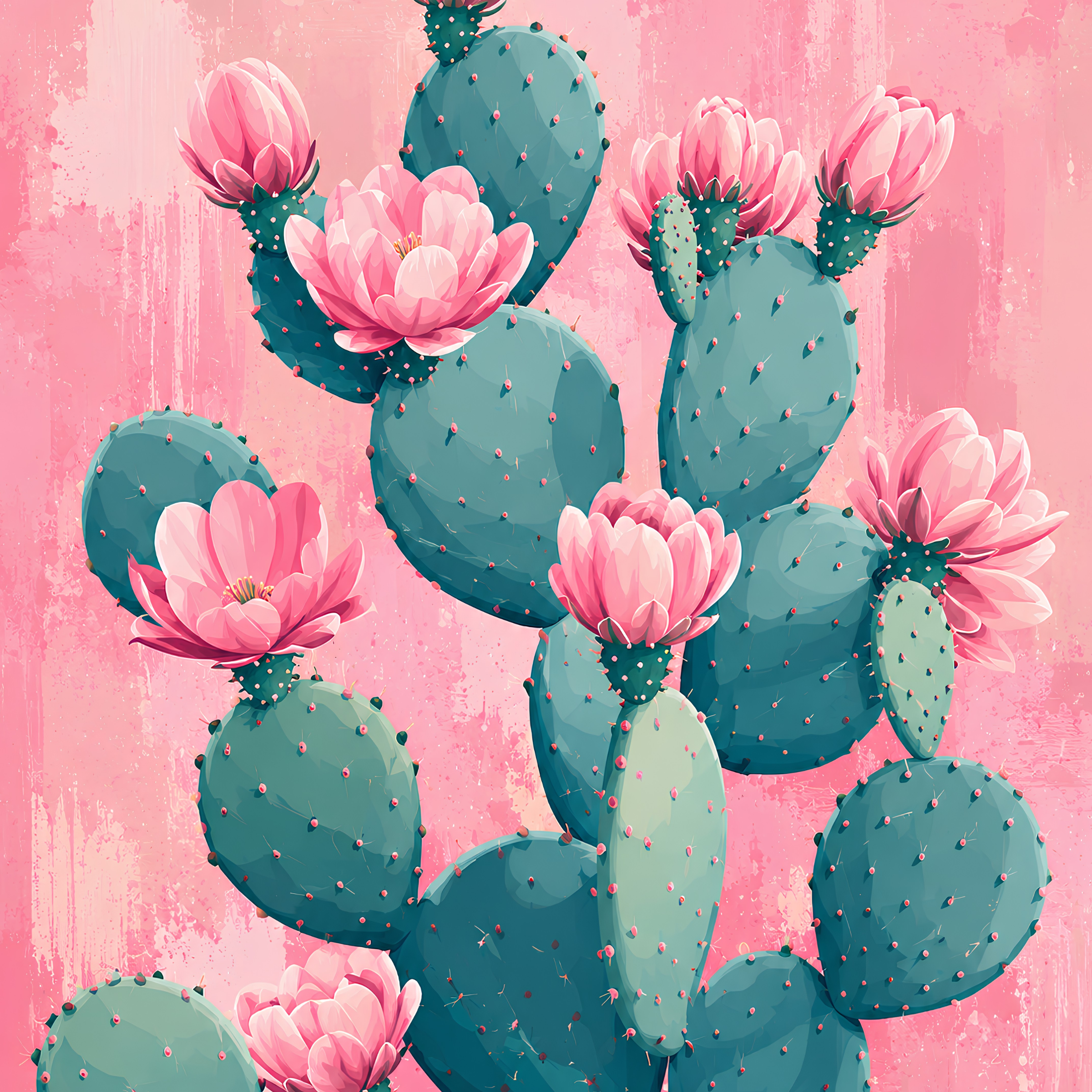 Prickly in Pink - Diamond Art Kit (40x50cm, Round Drill)