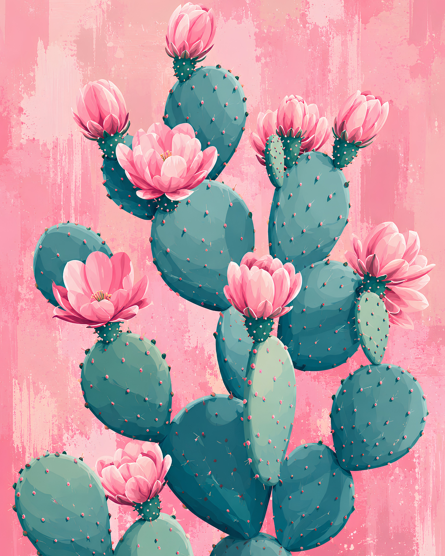 Prickly in Pink - Diamond Art Kit (40x50cm, Round Drill)