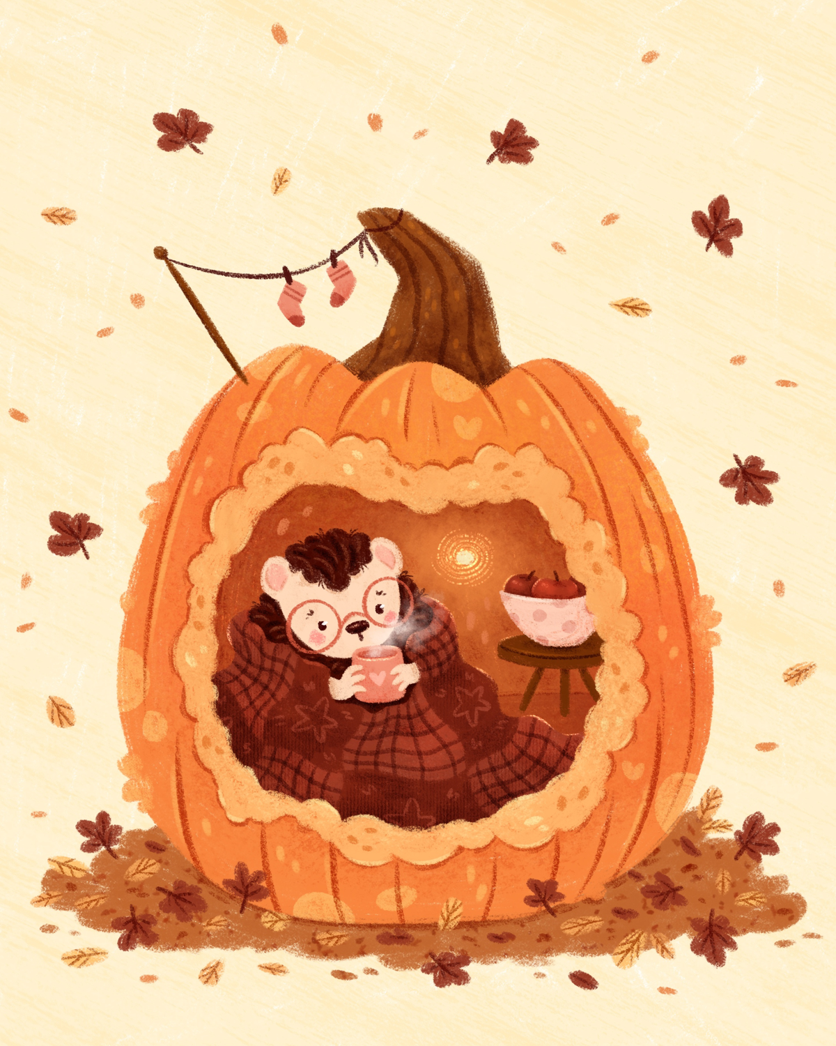 Pumpkin Hideaway by Ellie Ohnora – Diamond Art Kit (40x50cm Square Drill) Hand Rendered