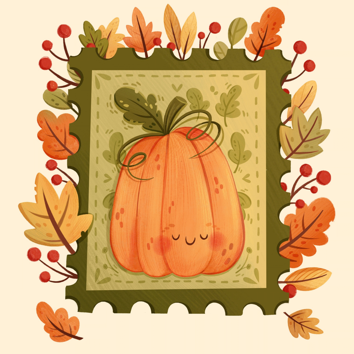 Pumpkin Postage by Daria.illus – Diamond Art Kit (35x35cm)