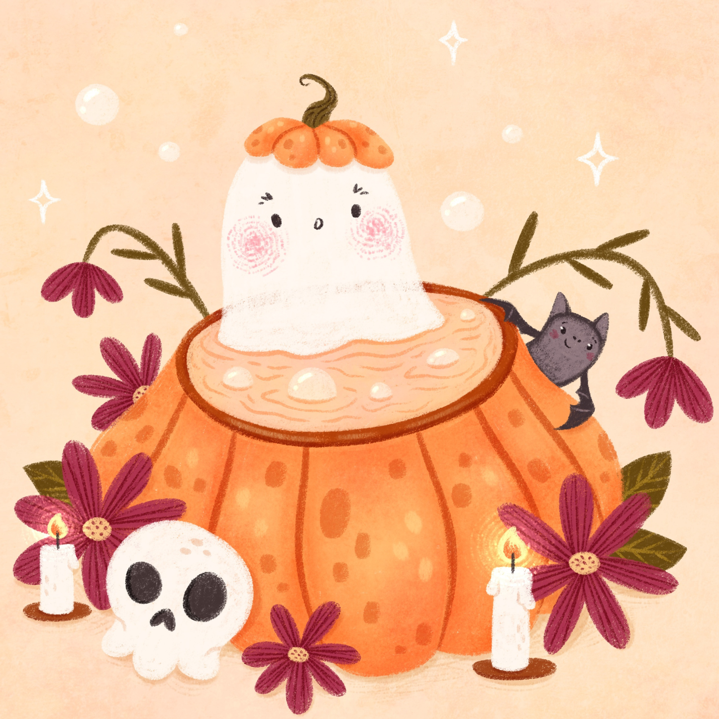 Pumpkin Spa Day by Ellie Ohnora – Diamond Art Kit (40x40cm)