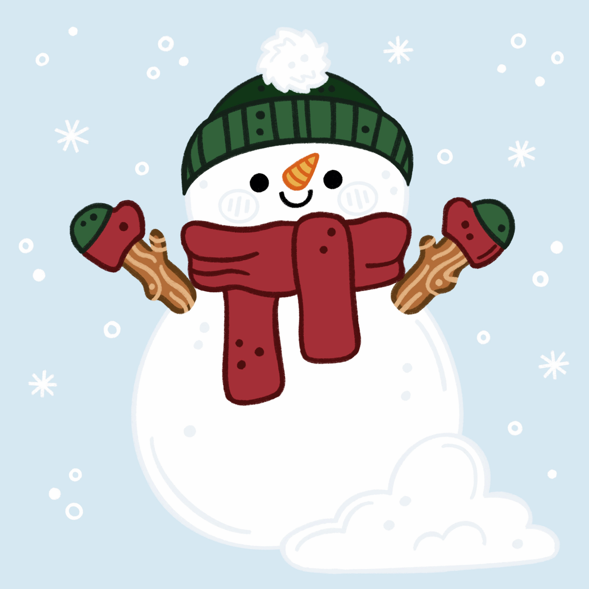 Merry Little Snowman by Siselie Studio- Diamond Art Kit (25x25cm Round Drill)
