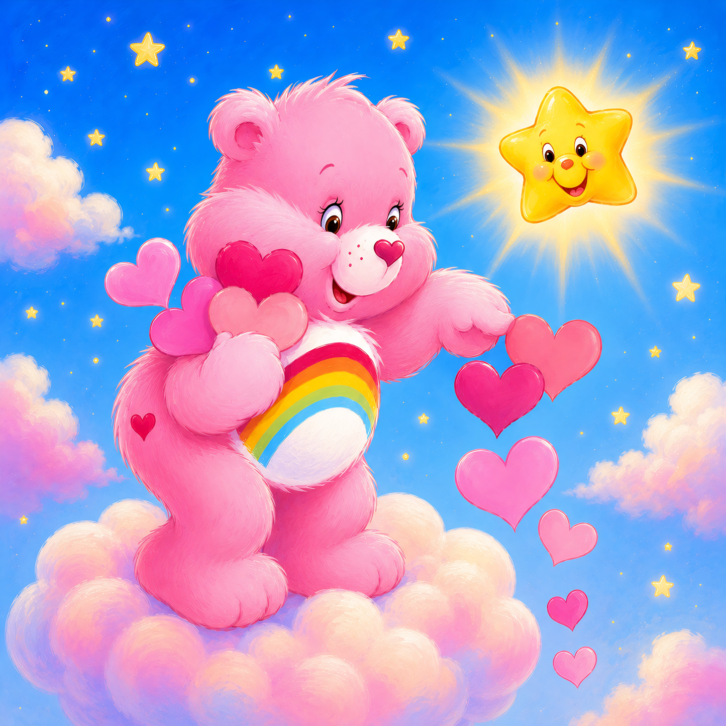 Rainbow Cheer Bear- Diamond Art Kit (50x50cm, Square Drill)