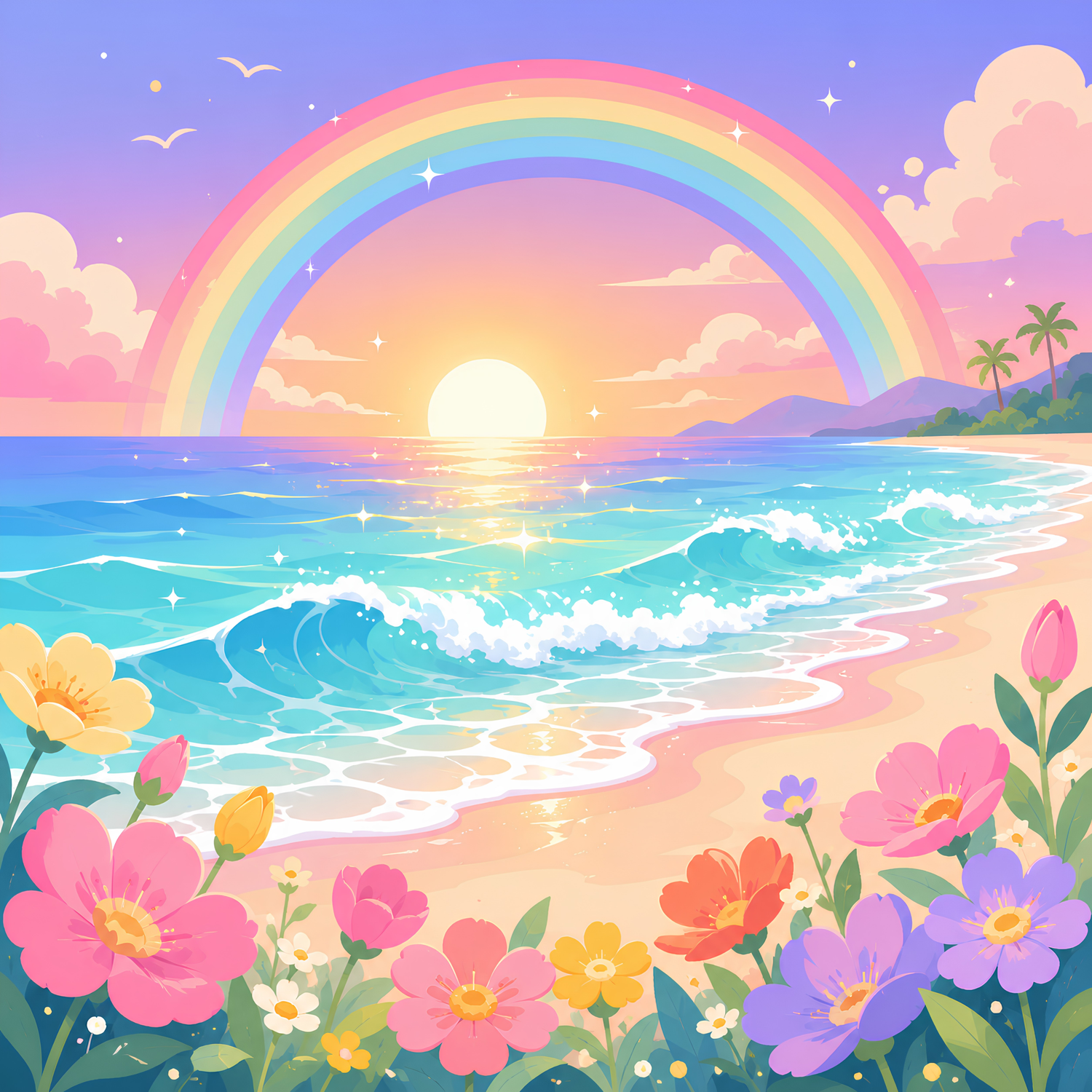 Rainbow Tide- Diamond Art Kit (50x50cm, Round Drill)