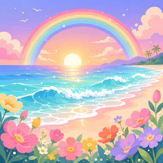 Rainbow Tide- Diamond Art Kit (50x50cm, Round Drill)