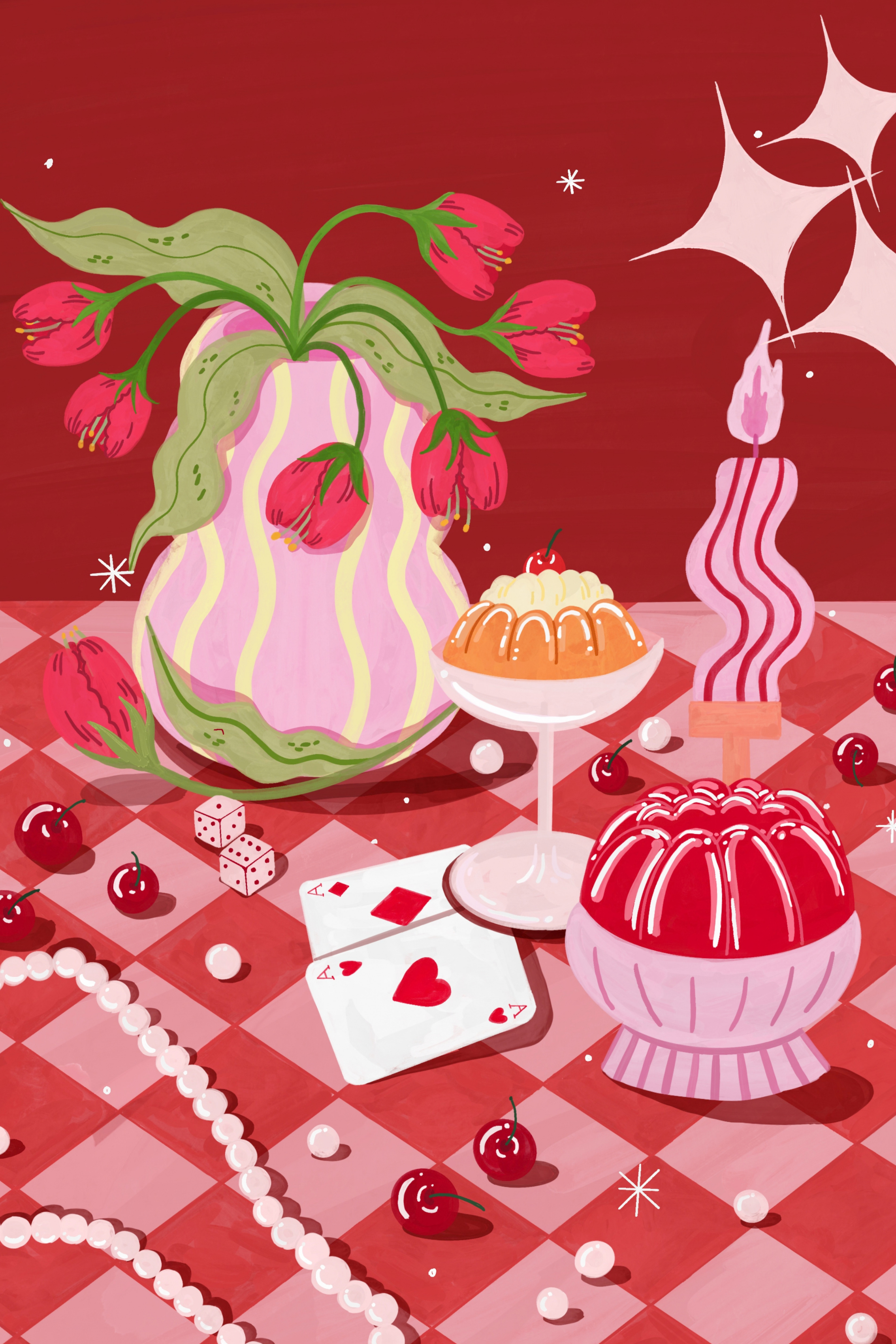 Red Retro Still Life by Ziyi Studio- Diamond Art Kit (40x60cm)