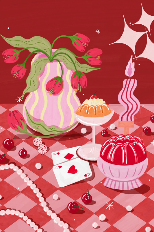 Red Retro Still Life by Ziyi Studio- Diamond Art Kit (40x60cm)