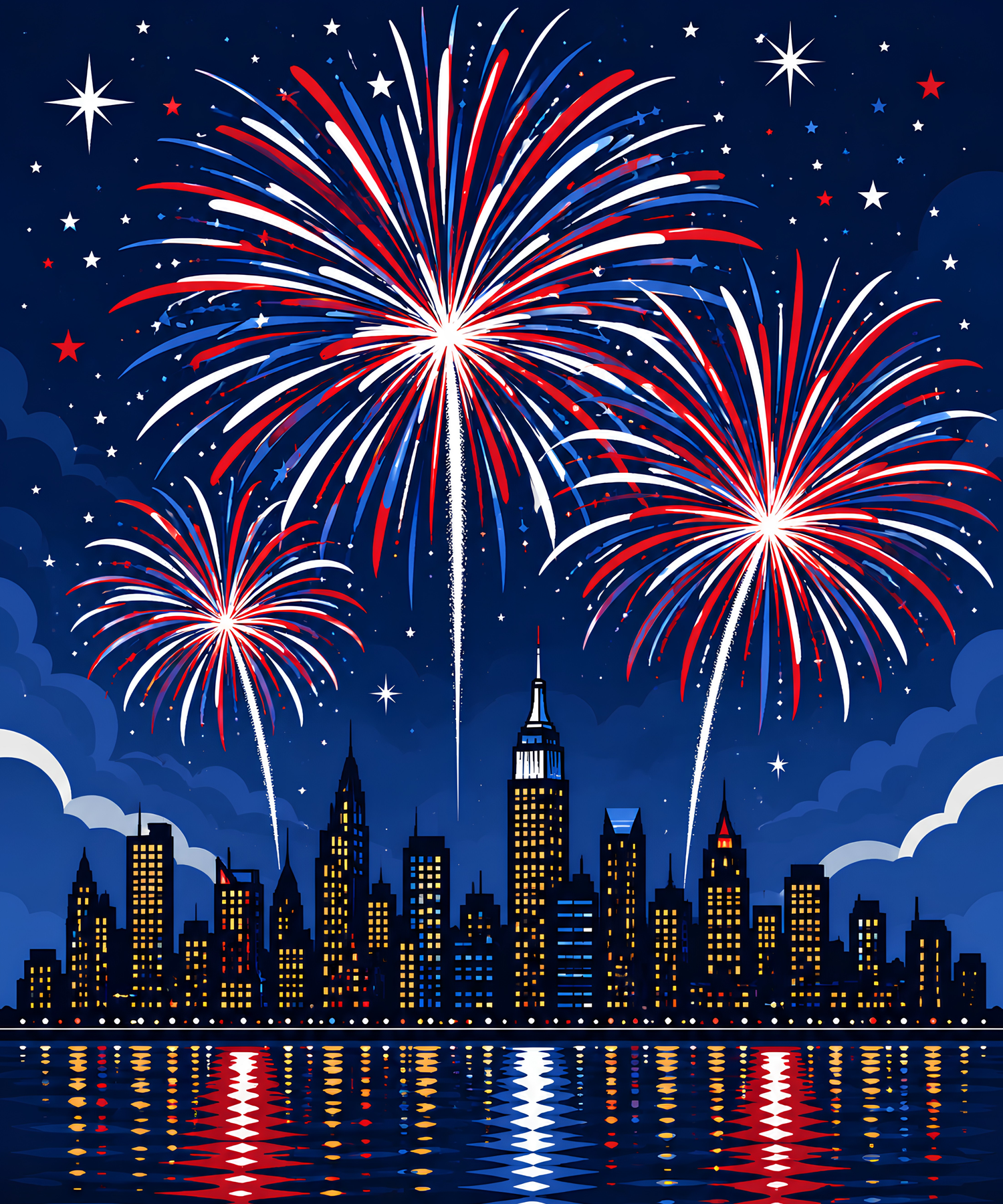 Red, White & City Lights – Diamond Art Kit (50x60cm, Square Drill)