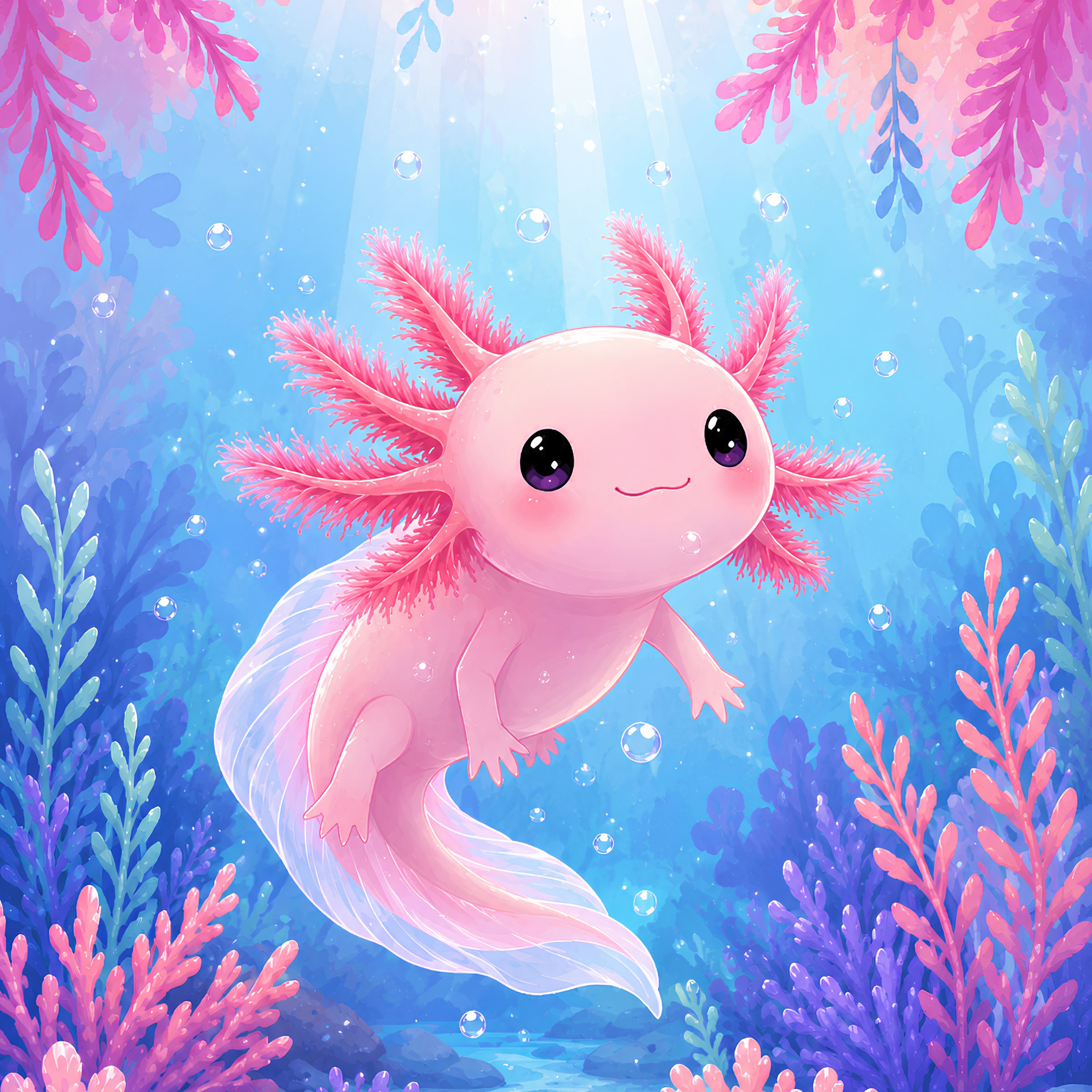 Rosy Reef Axolotl- Diamond Art Kit (40x50cm, Square Drill)
