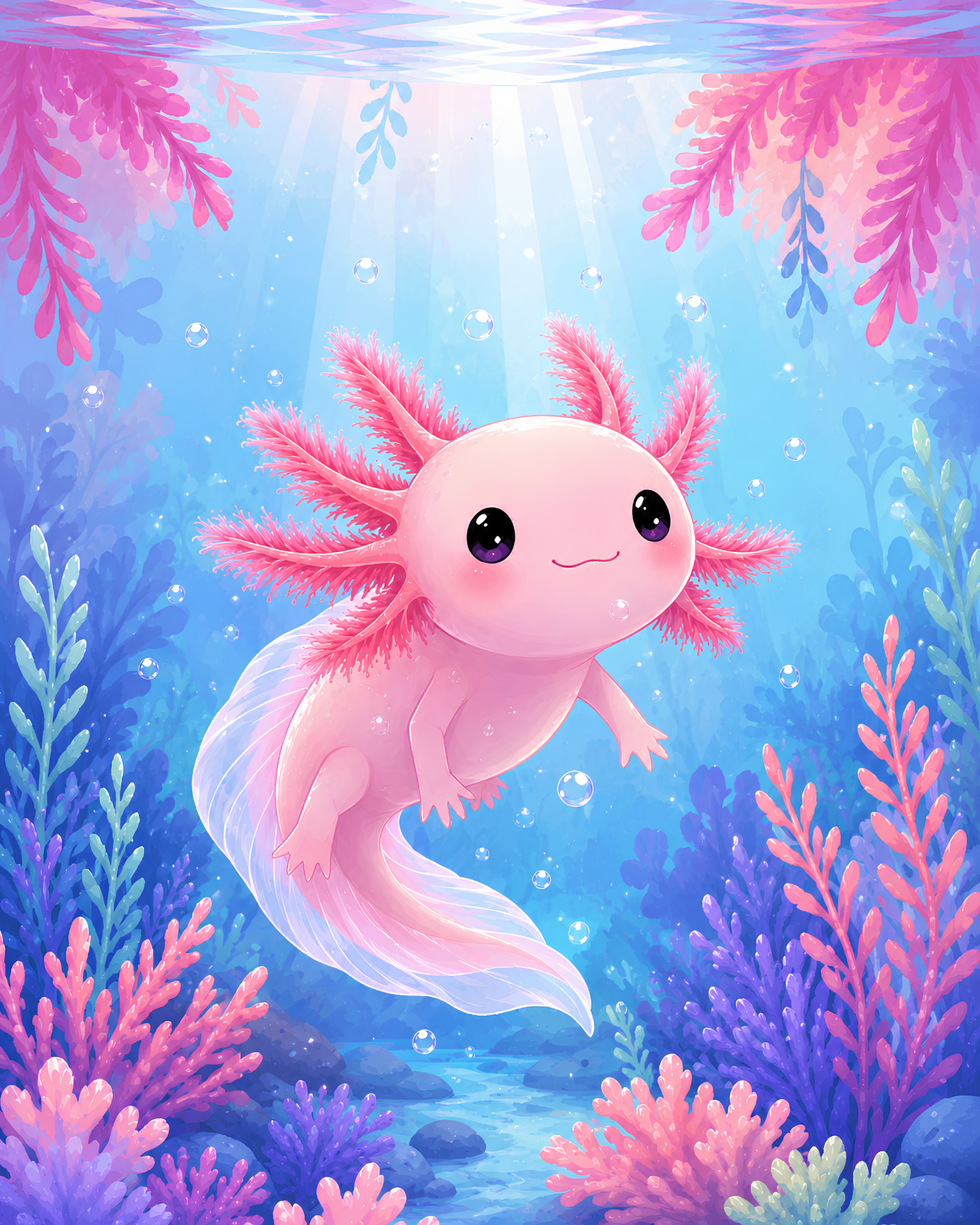 Rosy Reef Axolotl- Diamond Art Kit (40x50cm, Square Drill)
