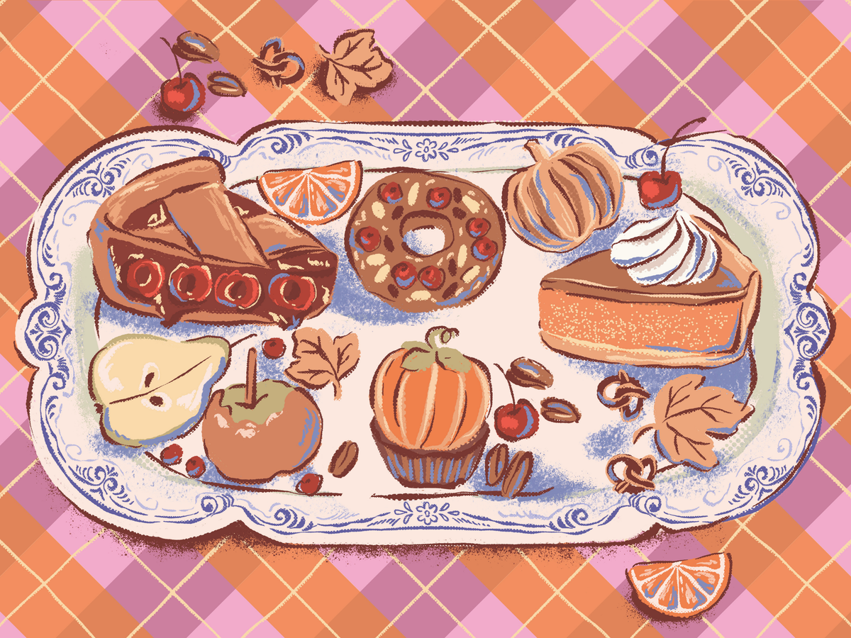 Autumn Dessert Tray by Hanna Symo- Diamond Art Kit (60x45cm, Square Drill) Hand Rendered