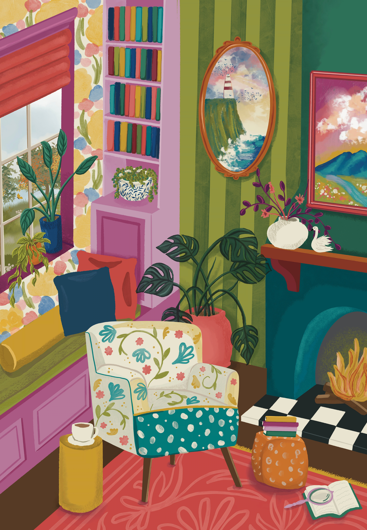 Cottage Reading Nook by With Grace, Jo- Diamond Art Kit (45x65cm Square Drill) Hand Rendered