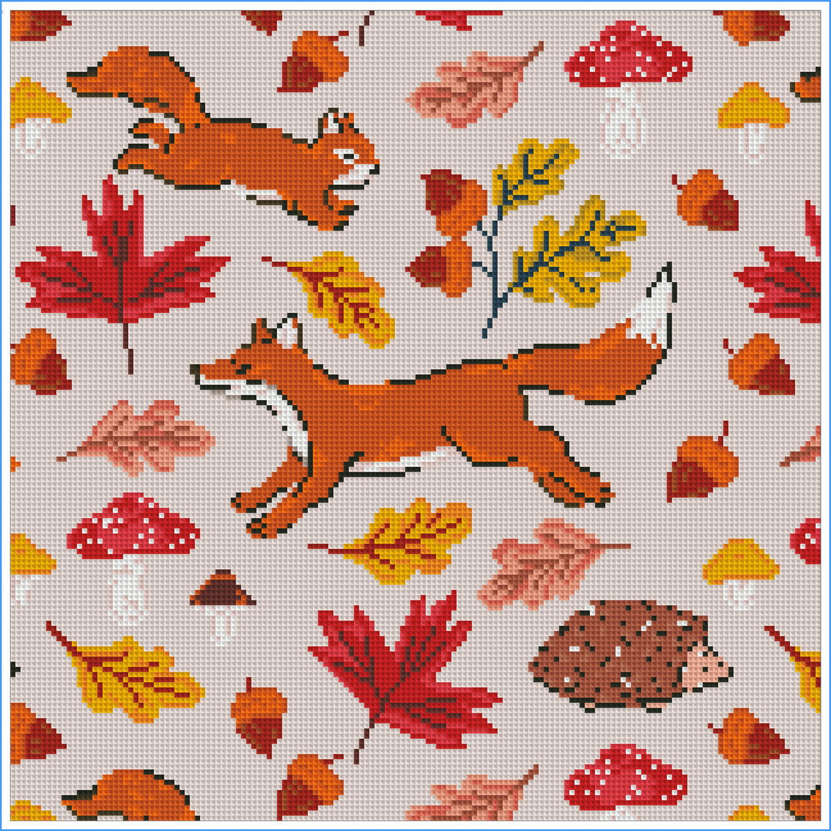 Fall Fauna by Kate Clay Illustration– Diamond Art Kit (40x40cm Square Drill) Hand Rendered