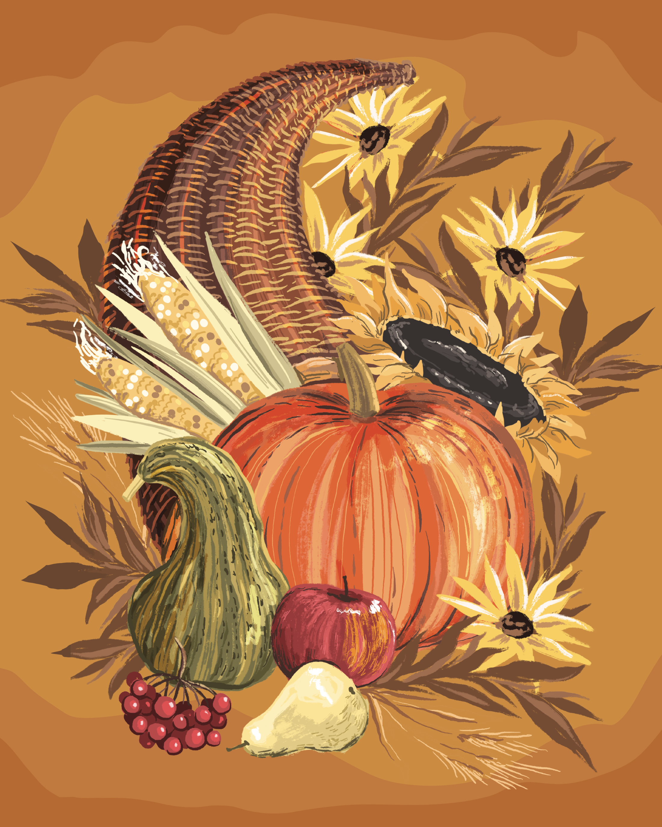 Harvest Cornucopia by Hanna Symo- Diamond Art Kit (40x50cm, Square Drill) Hand Rendered