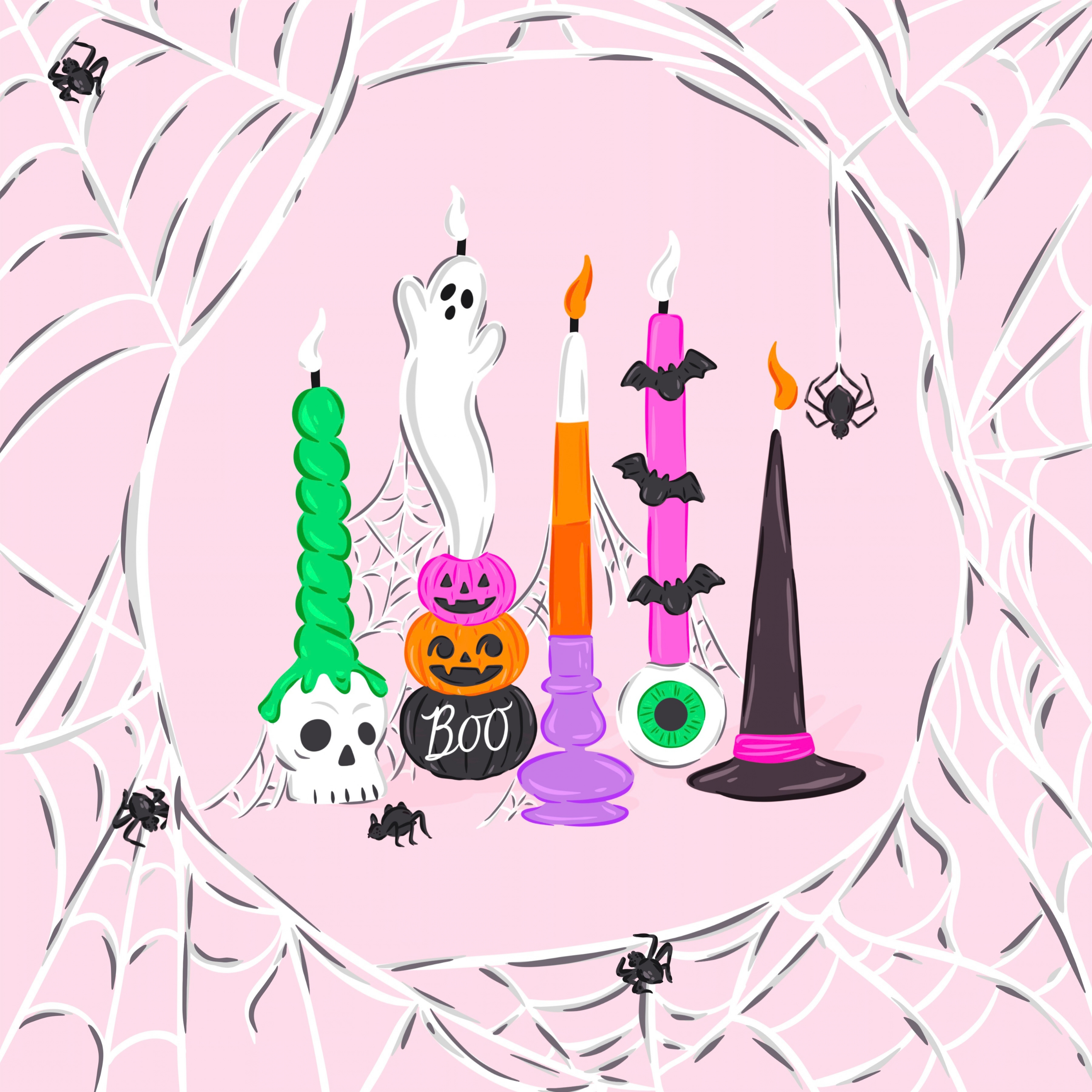 Spooky Candlelight by Kate Clay Illustration– Diamond Art Kit (40x40cm Square Drill) Hand Rendered