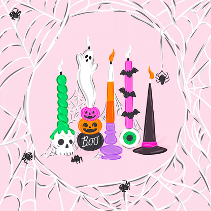 Spooky Candlelight by Kate Clay Illustration– Diamond Art Kit (40x40cm Square Drill) Hand Rendered