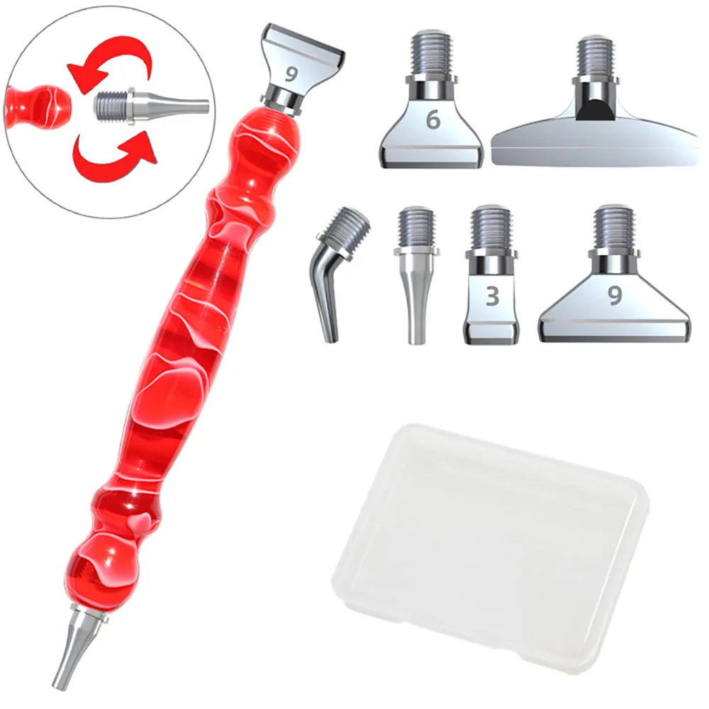 Diamond Painting Pen Set, Premium Resin Diamond Art Pen with 6 Replaceable Metal Tips