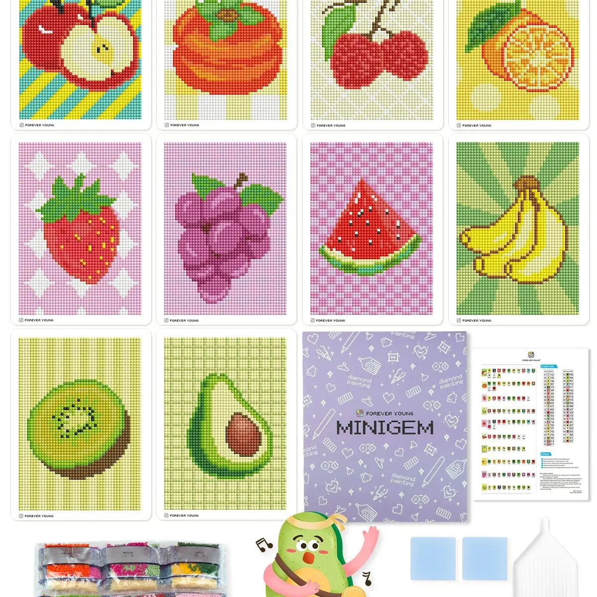 Diamond Painting Kits Fruit Diamond Art Kits Mini Square Drill Post Cards, for Beginners, Gift, Room Decoration