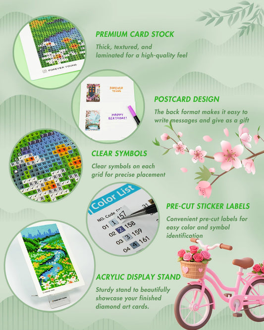 Sparkle Minis Small Diamond Art Kits for Beginners 12Pcs Square Drill Diamond Painting Kits Postcard-Style 12 Months Kit