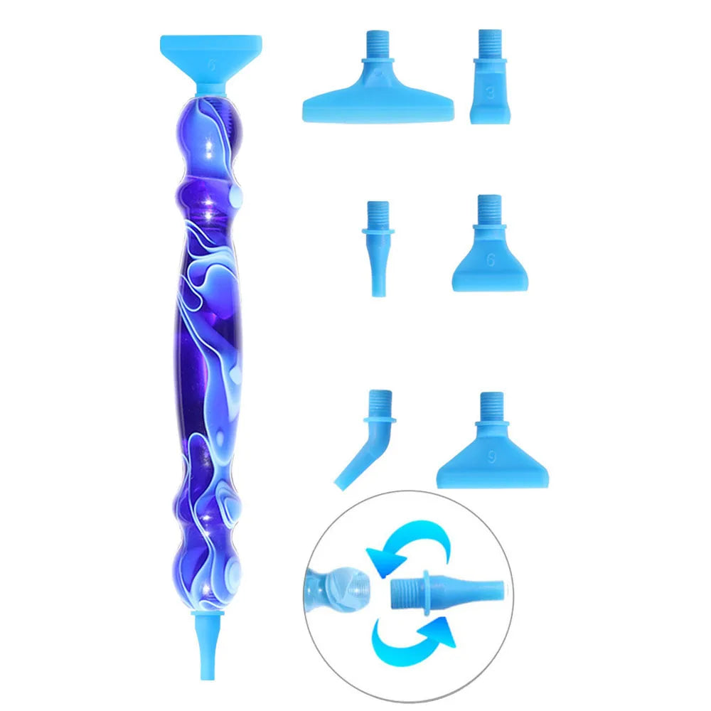 Diamond Painting Pen Set, Premium Resin Diamond Art Pen with 6 Replaceable Metal Tips