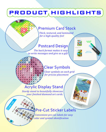 12Pcs Mini Diamond Art Kits 5x7 Inch Resin Square Drill for Beginners Sea Echo & Dream Journey Sets