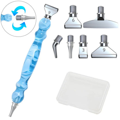 Diamond Painting Pen Set with Comfortable Ergonomic Grip 6 Pen Tips, Resin Diamond Art Tool Plastic or Metal Tips