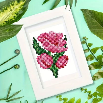 12pcs DIY Flower Mini Diamond Painting Full Square Diamond Art Mosaic Picture Art Craft Kit Christmas Home Decor Handmade Gift