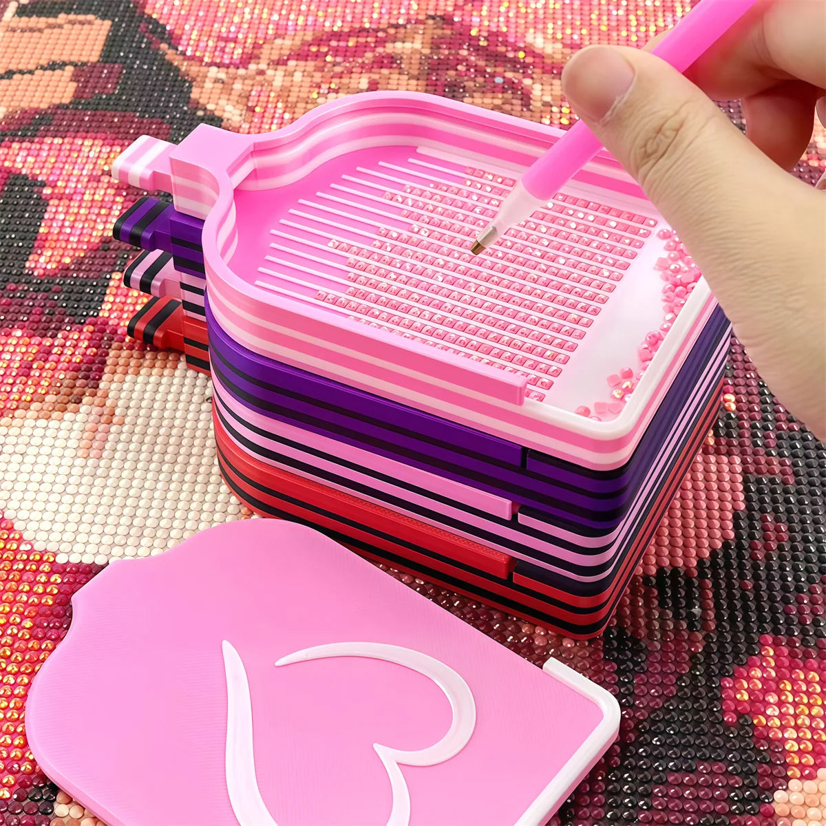 Multi-functional Diamond Painting Tray - Diamond Art Heart Tray