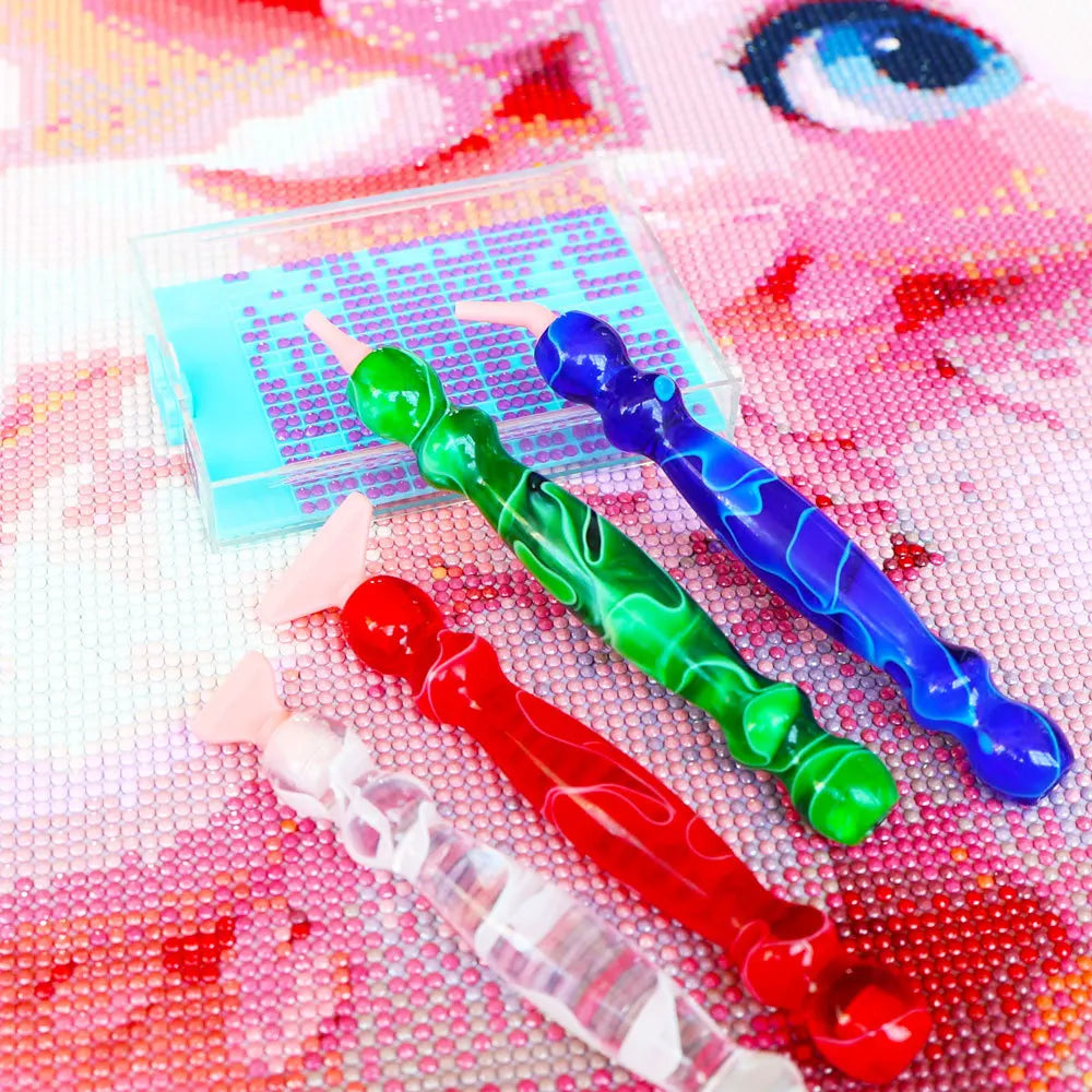 Diamond Painting Pen Set with Comfortable Ergonomic Grip 6 Pen Tips, Resin Diamond Art Tool Plastic or Metal Tips