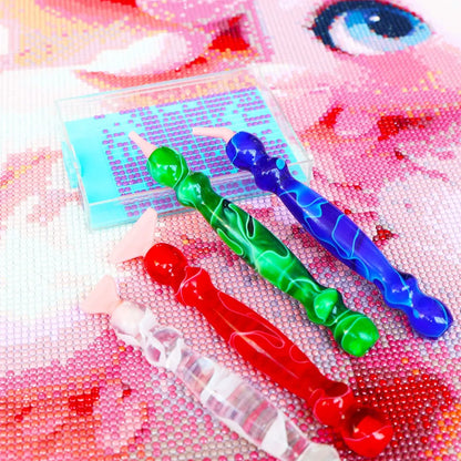 Diamond Painting Pen Set with Comfortable Ergonomic Grip 6 Pen Tips, Resin Diamond Art Tool Plastic or Metal Tips